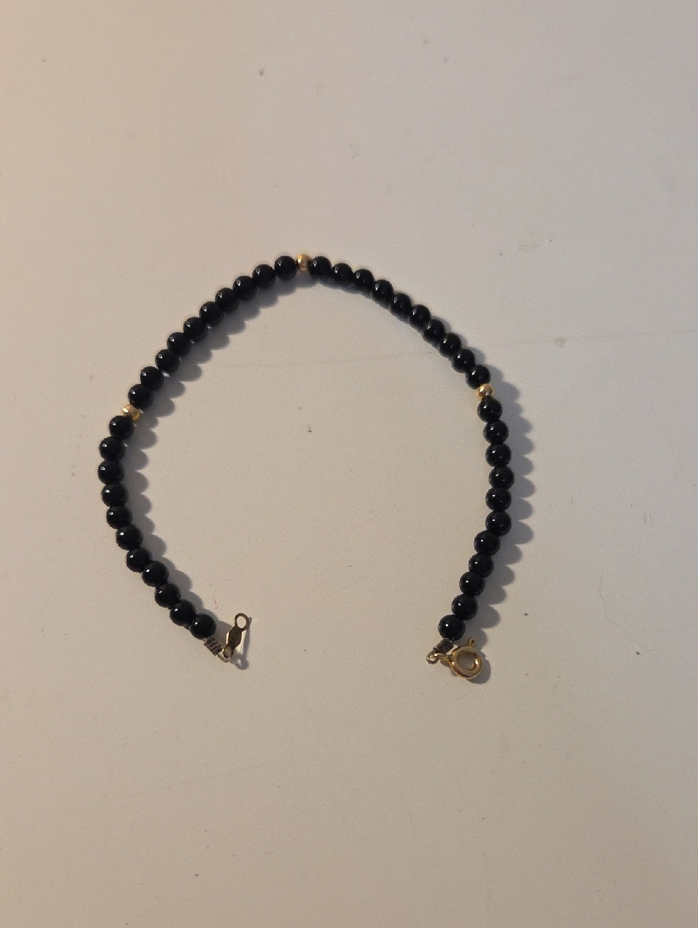14K Gold with Natural Onyx Beads – Classic Statement Piece 7 In Bracelets